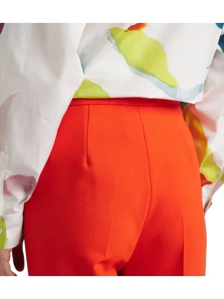 Pantaloni Max Mara cu talie înaltă de lână roșu