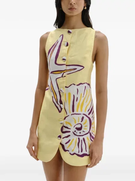 Rochie Cala De La Cruz cu imagine galben