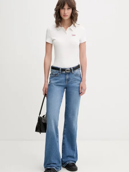 Tricou polo Tommy Jeans alb