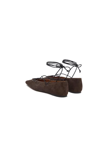Balerinke Polo Ralph Lauren Suede Lace-Up Pointed Ballet Flat rjava