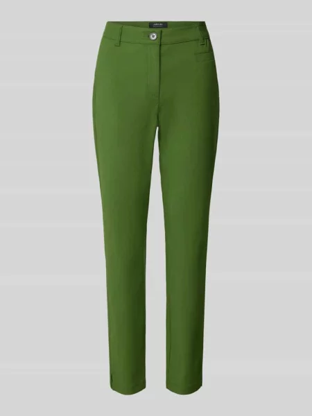 Spodnie o kroju slim fit z mieszanka bawełny ekologicznej Marc Cain zielone