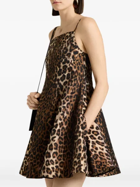 Rochie mini Givenchy cu model leopard din jacard maro