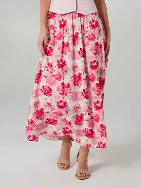 Квіткова спідниця міді з віскозою різнобарвний
