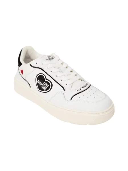 Sneakersy Love Moschino w serca wiązane białe