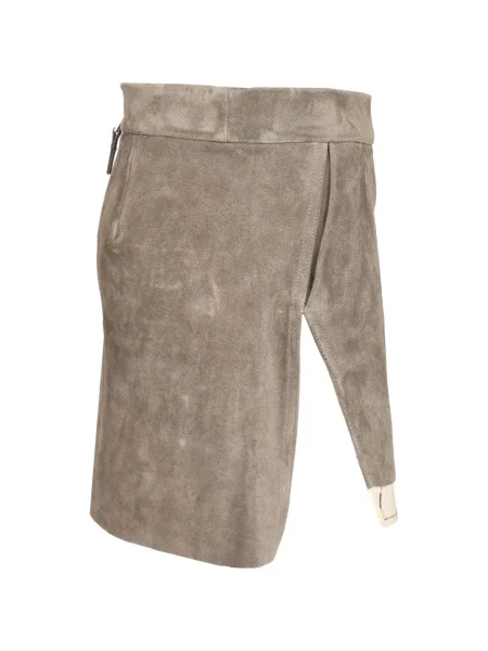Fusta mini Rick Owens din piele de căprioară gri