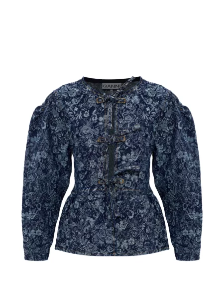 Bluză Ganni cu model floral albastru