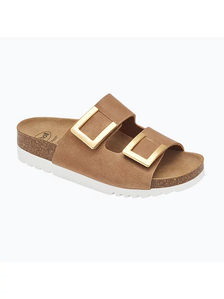 Дамски чехли Scholl Montery 2 Straps Ad Med cognac кафяво