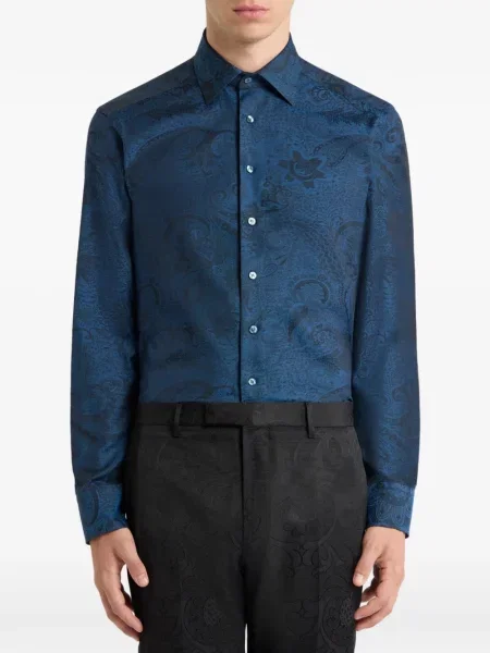 Πουκάμισο Etro paisley ζακάρ μπλε