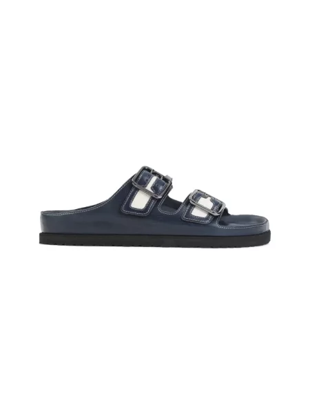 Klapki Birkenstock skórzane niebieskie
