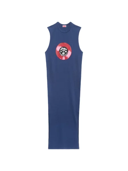 Rochie maxi Kenzo fără mâneci cu imagine albastru