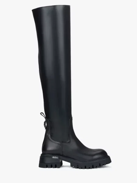 Кожаные сапоги Estro черные