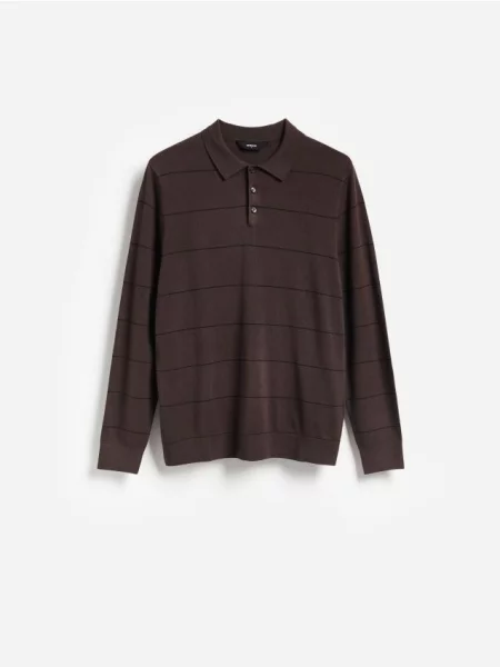 Gulerat tricou polo Reserved maro