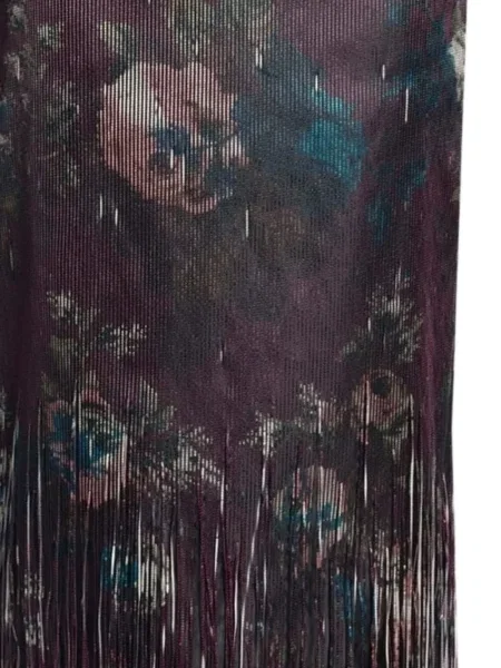 Fustă Erdem cu franjuri din jacard violet
