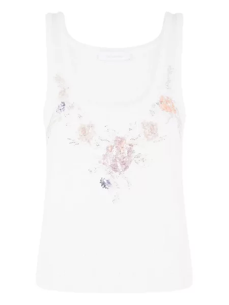 Top Rabanne cu model floral alb