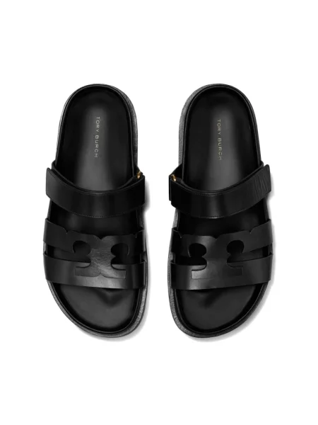 Klapki Tory Burch skórzane czarne