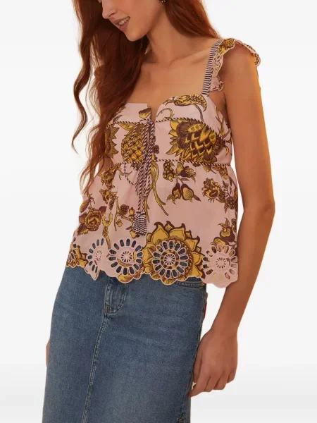 Bluză Farm Rio cu imagine cu imprimeu tropical roz