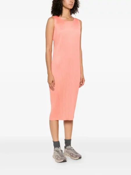 Плисирана костюм миди рокля Pleats Please Issey Miyake до коляното оранжево