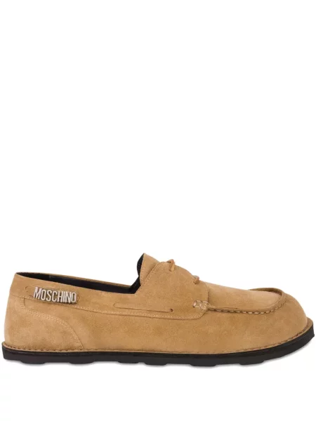 Pantofi loafer Moschino cu autograf maro