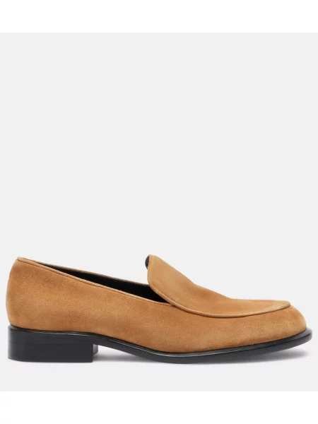 Pantofi loafer Khaite din piele de căprioară bej
