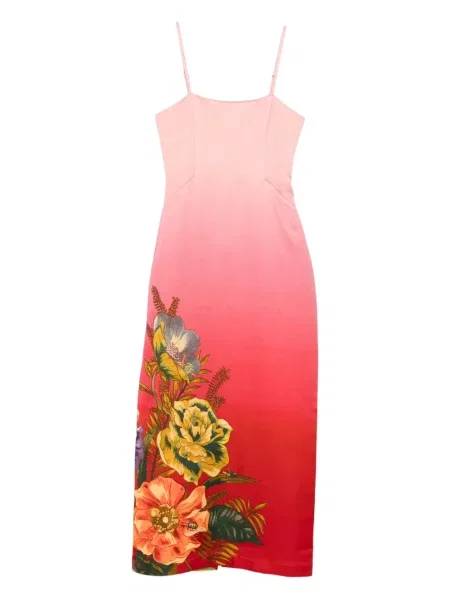 Миди рокля Alemais на цветя с принт до коляното розово