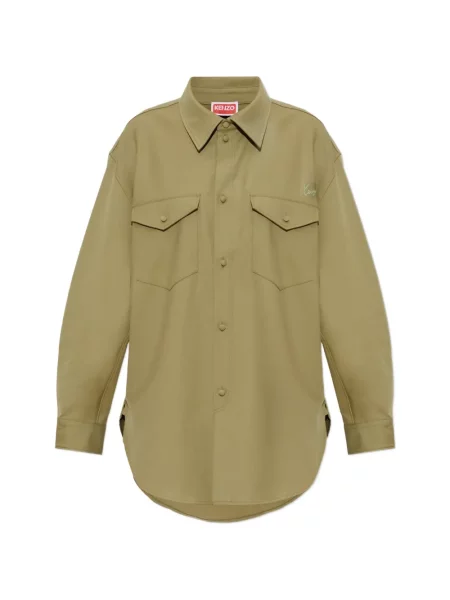 Cămașă Kenzo cu broderie de lână verde
