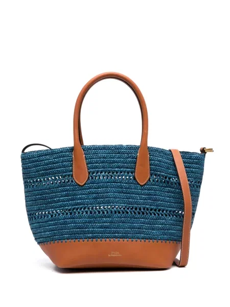 Plisirana satenska polo majica Polo Ralph Lauren s vezom plava