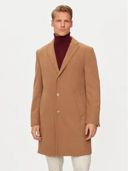 Шерстяное пальто Pierre Cardin коричневое