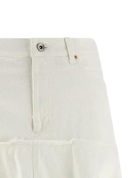 Fustă din denim Sacai plisată în linie A alb