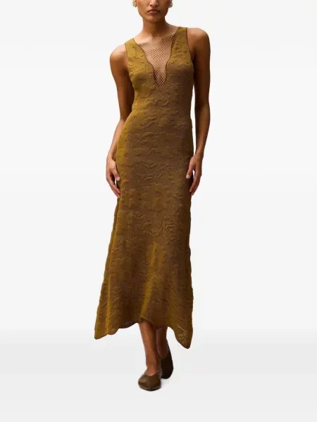 Rochie midi Retori tricotate maro