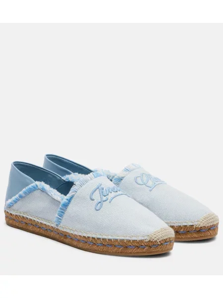 Espadrile Jimmy Choo cu broderie din canvas albastru
