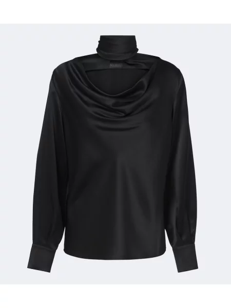 Bluză Max Mara de mătase cu legături negru