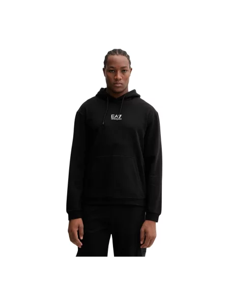 Dzianinowa bluza z kapturem Emporio Armani Ea7 z kapturem czarna