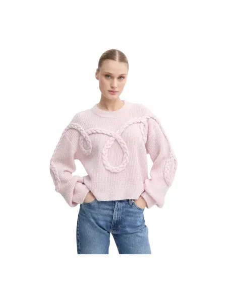 Sweter Munthe wełniany różowy