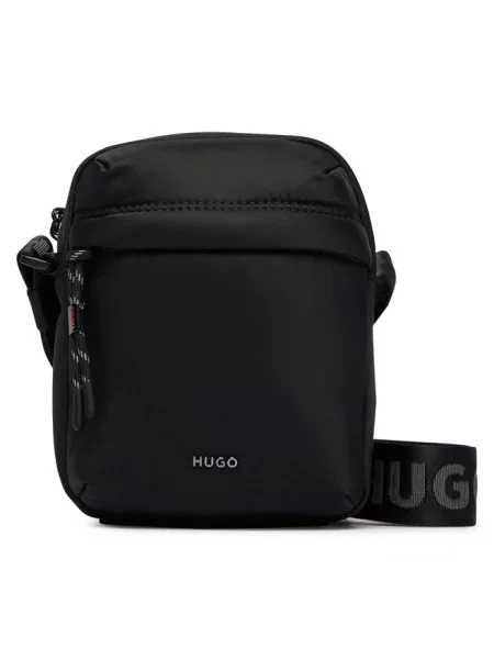Torba na ramię z aplikacją z metką model AYDEN_NEW_NS' Hugo czarna
