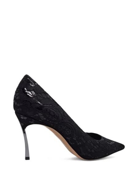 Pantofi cu toc Casadei din dantelă negru