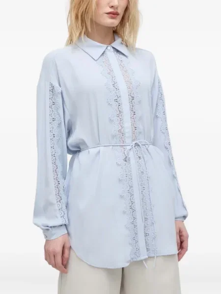 Cămașă Bruuns Bazaar din dantelă albastru