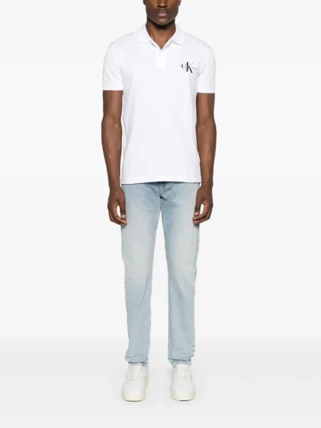 Siuvinėta polo marškinėliai Calvin Klein Jeans balta