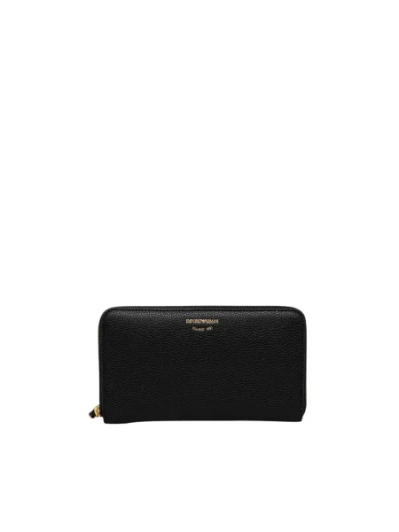 Portfel Emporio Armani skórzany z logo czarny