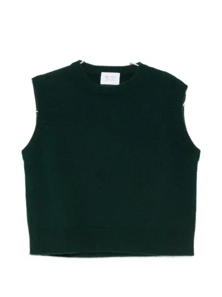 Top Beyou fără mâneci tricotate verde