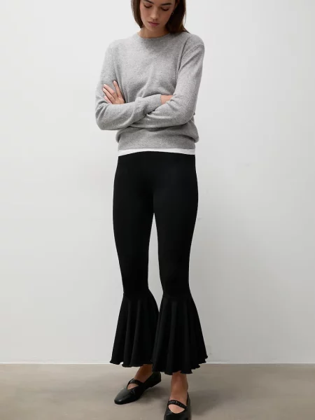 Answear.LAB pantaloni evazați flare pentru femei cu vâscoză negru