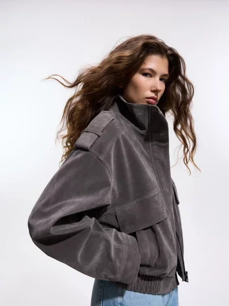 Замшевая куртка Reserved серая