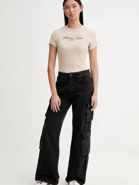 Tommy Jeans Tričko béžové
