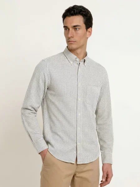 Gant Flanelová Košile Regular Fit tmavě / krémová modrá