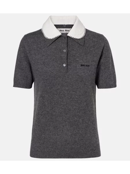 Polo Miu Miu din cașmir cu autograf gri