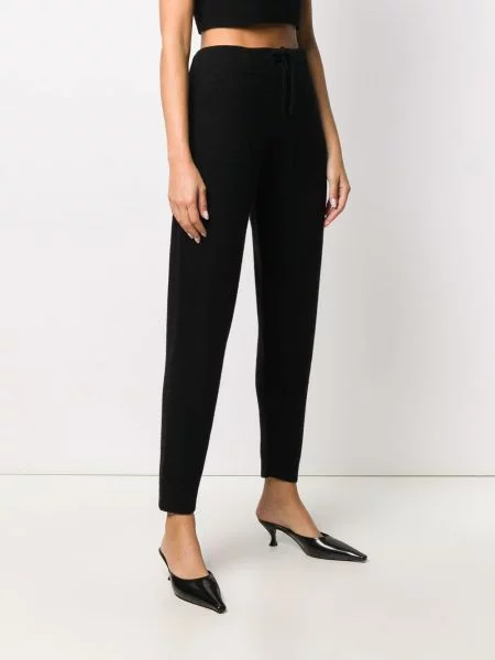 Spodnie Cashmere In Love z kaszmiru prążkowane czarne