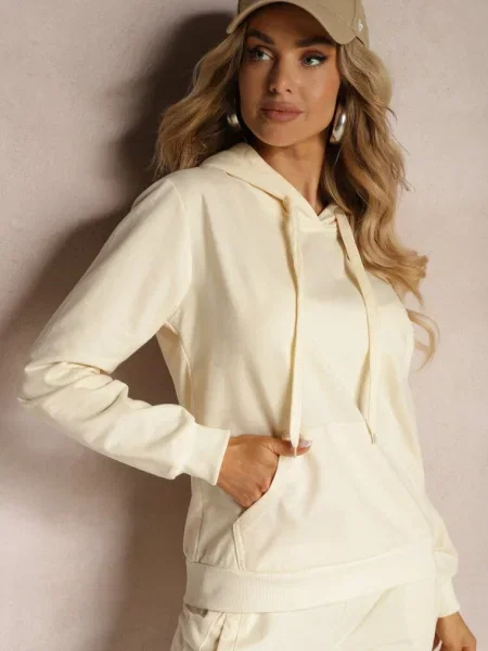 Deschis Cangur Hanorac cu Glugă și Șnur Saveria bej