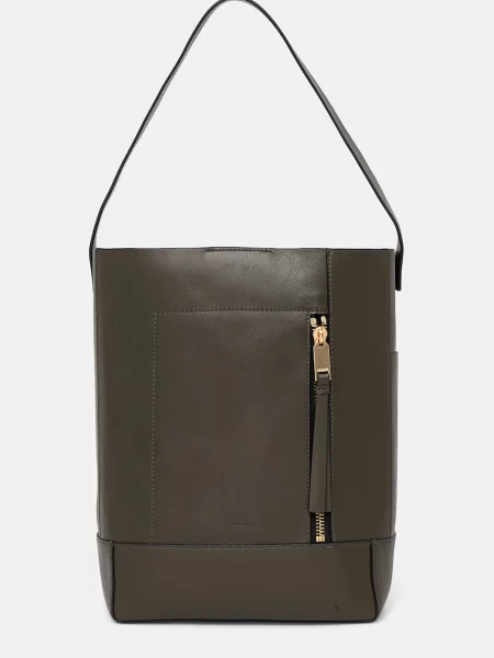 AllSaints torebka skórzana ALBA HOBO zielony