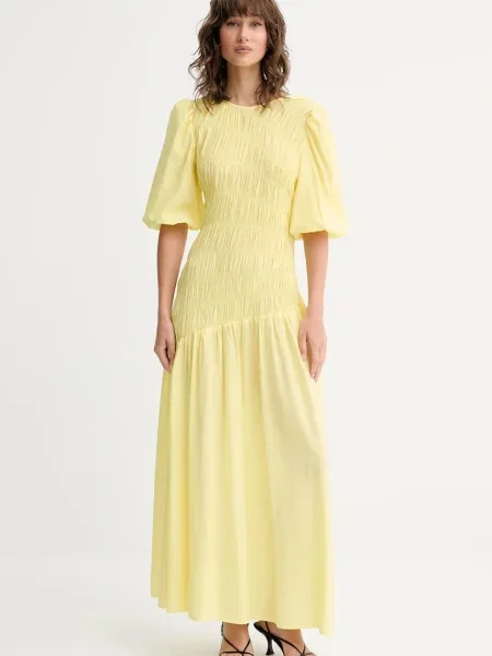 Never Fully Dressed rochie Nara maxi evazați galben