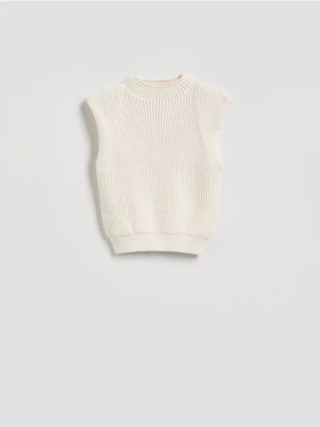 Reserved Kamizelka z poduszkami na ramionach złamana biel