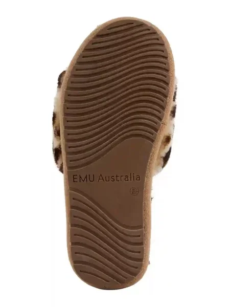 Шерстяные леопардовые тапочки Emu Australia коричневые